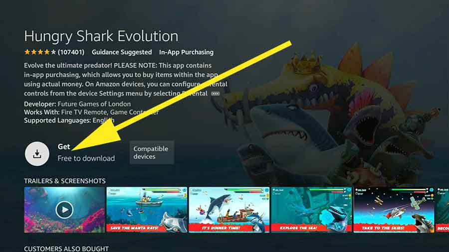 Install Hungry Shark evolution on Fire TV