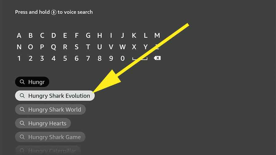 Search hungry shark evolution on Fire TV