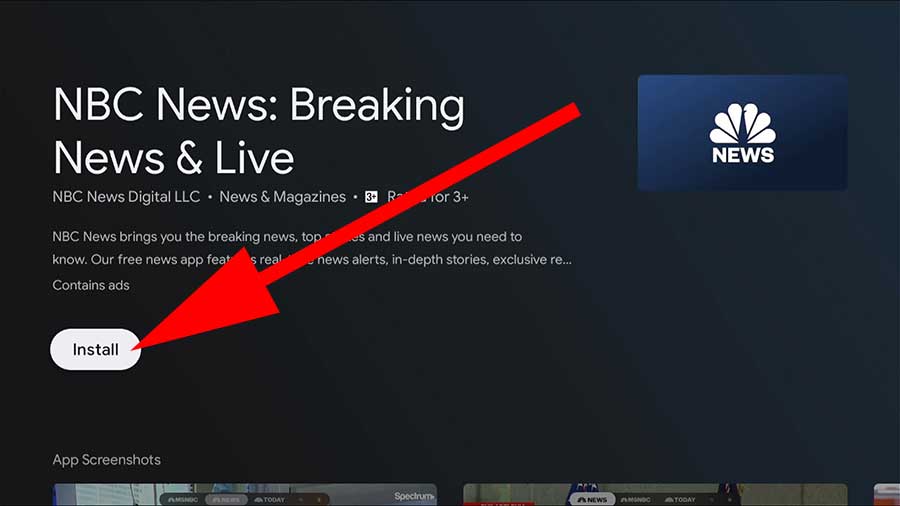 Install NBC News Android TV