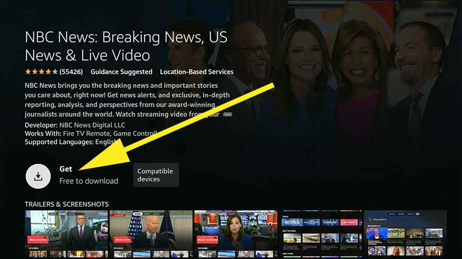 Install NBC News app on Fire TV