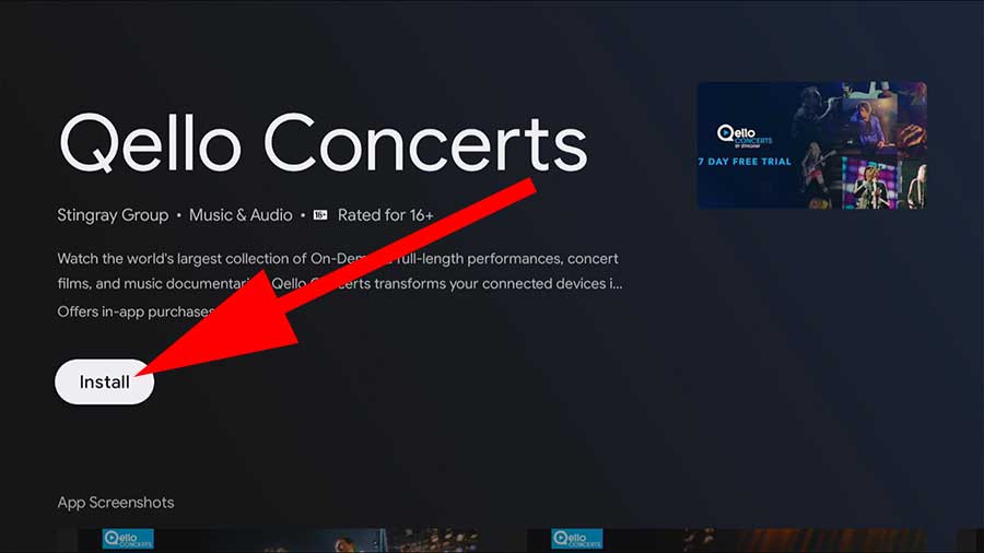 Install Qello Concerts on Android TV