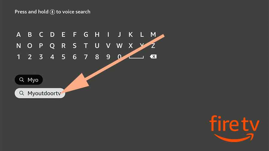 Search myoutdoortv on fire TV