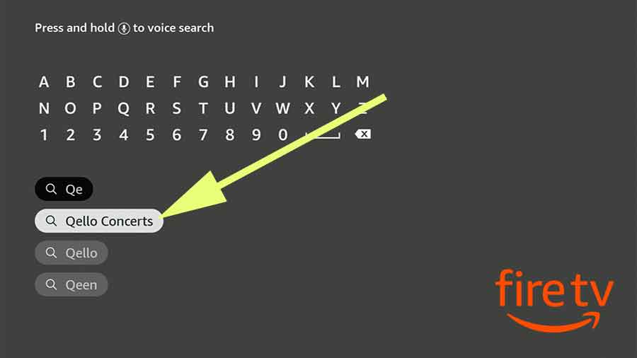Search Qello Concerts on Fire TV