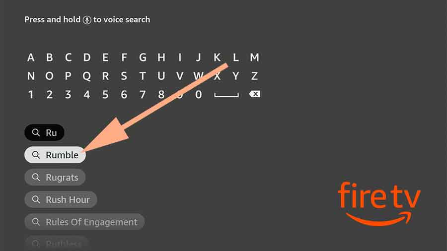 Search rumble on Fire TV