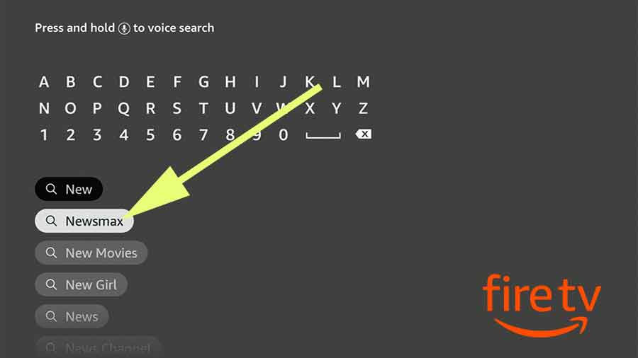 Search newsmax on Fire TV