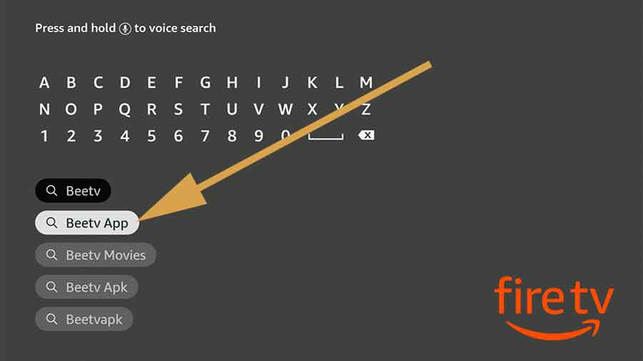 Search BeeTV on Fire TV