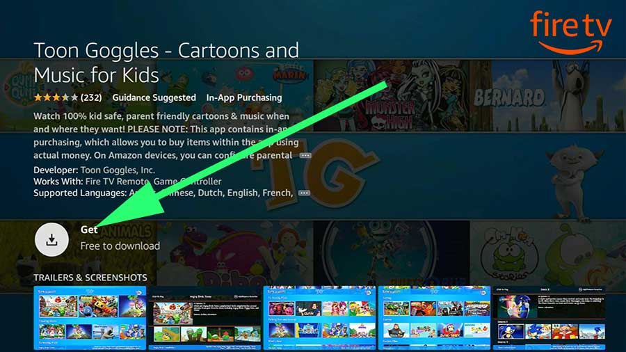 Install Toon Goggles Kids Cartoon on Fire TV