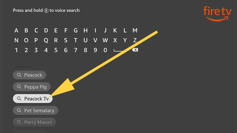 Search Peacock TV on Fire TV