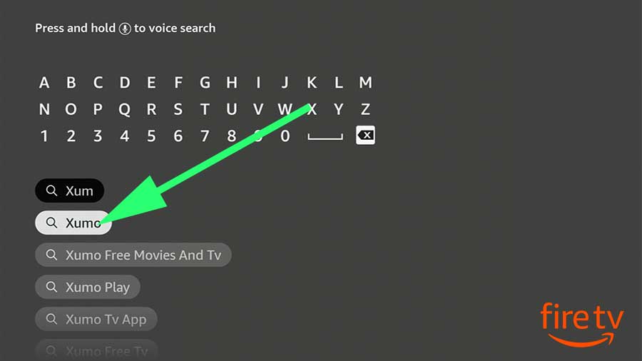 Search XUMO fire TV