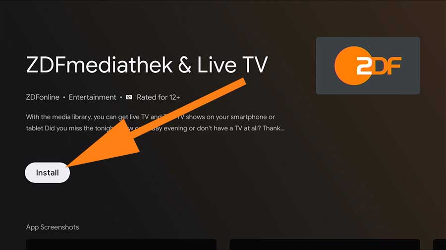 ZDFmediathek Live TV install Android TV