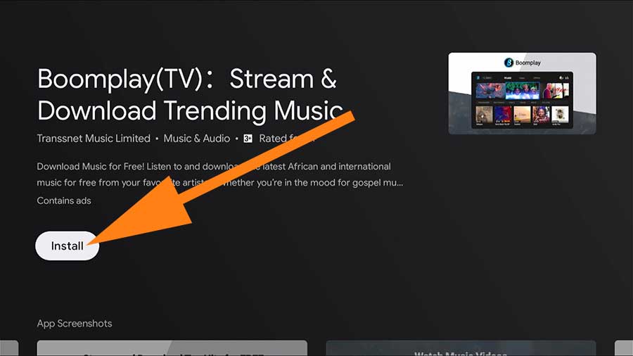 Install Boomplay Android TV