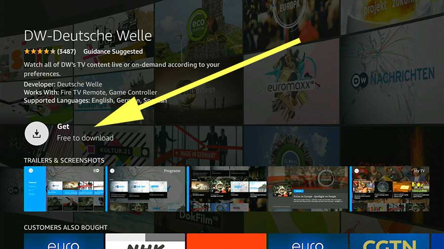 Install DW app on Amazon Fire TV