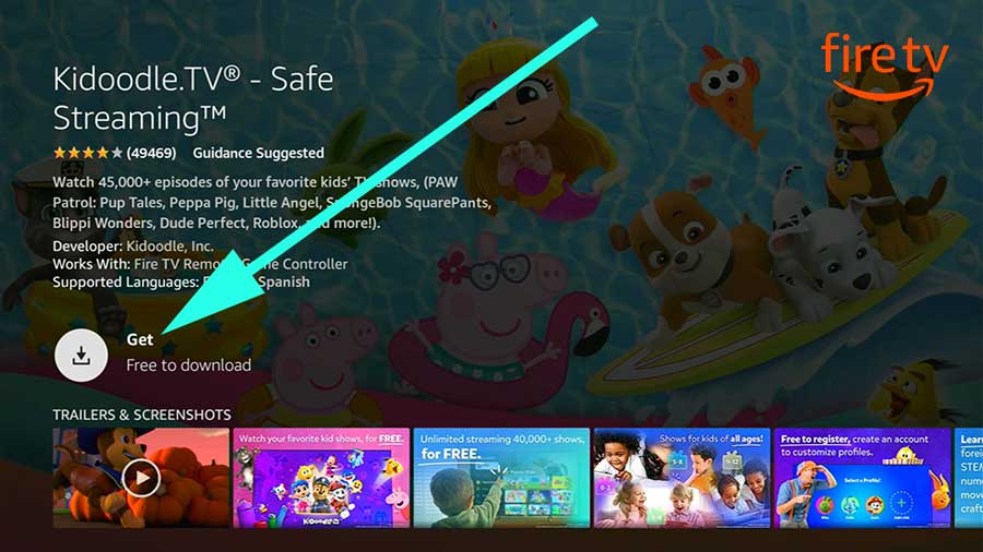 Install Kids safe video streaming app on Fire TV
