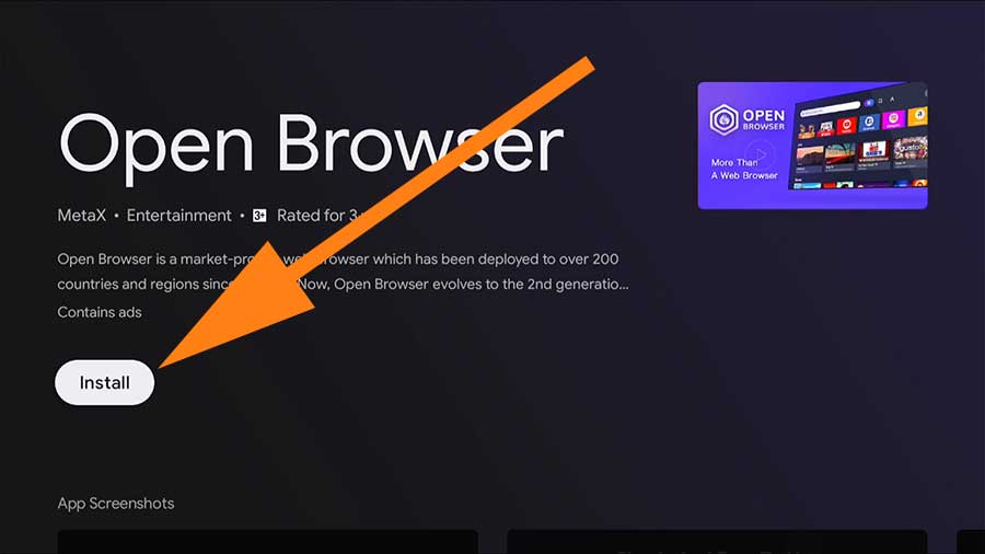 Install Open Browser on Android TV