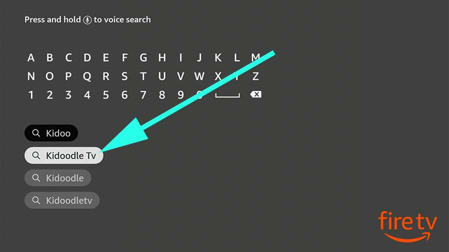 Search kidoodle app on Fire TV