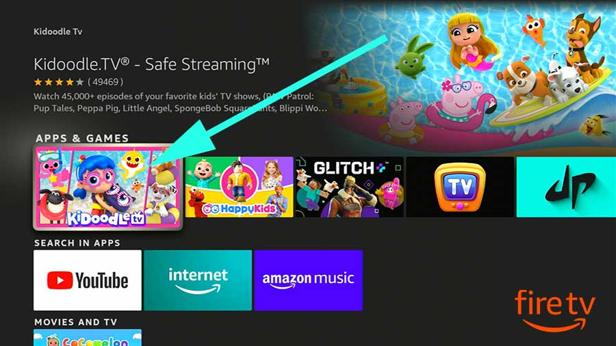 Select Kidoodle TV app from search results