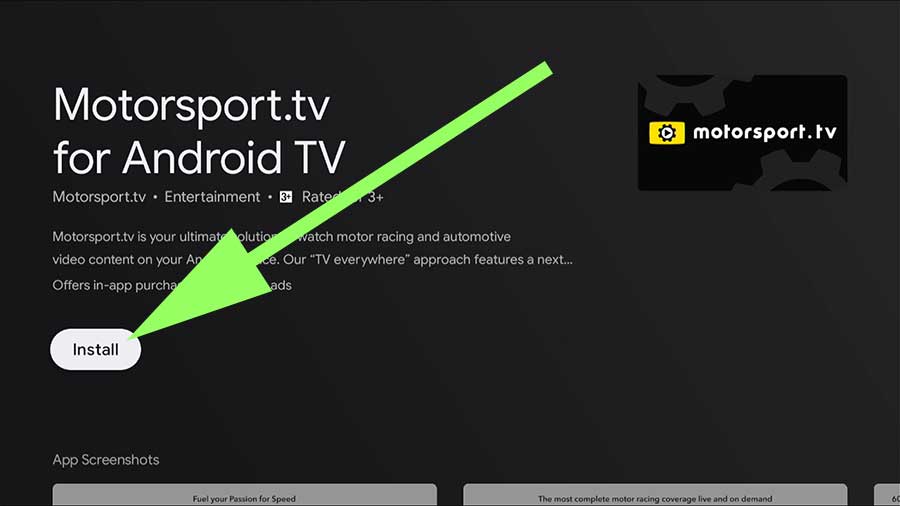 Install Motorsport TV on Android TV