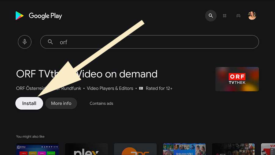 Install ORF TVThek Android TV