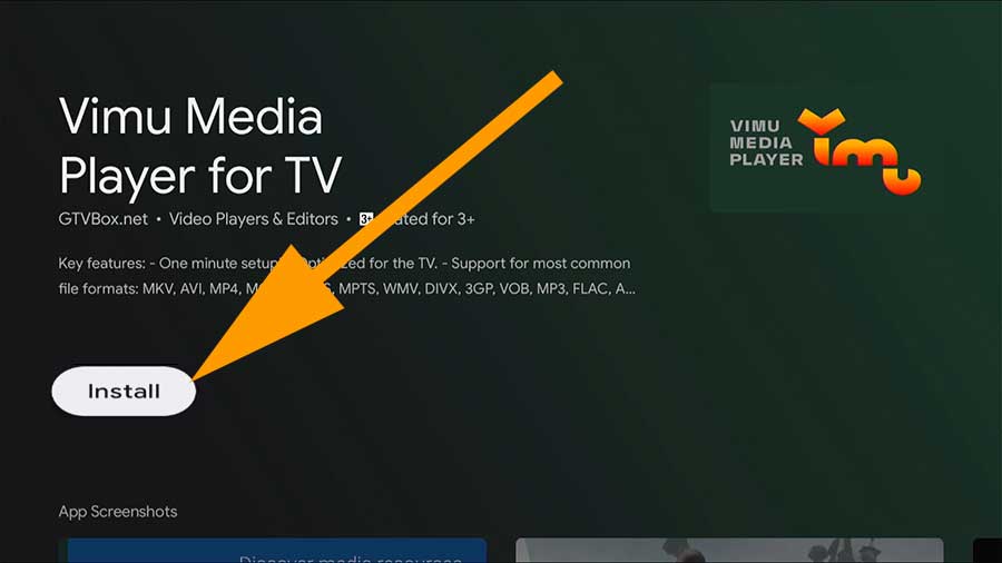 Install Vimu media Player Android TV