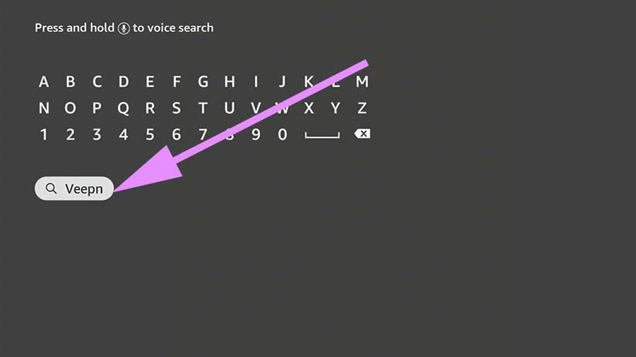 Search VeePN pn App store of Fire TV