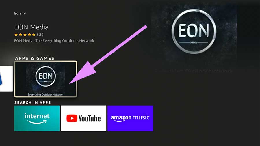 Select EON TV from search results