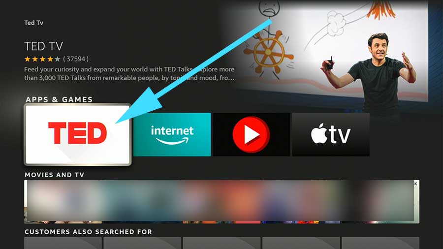 Select TED TV app from search results