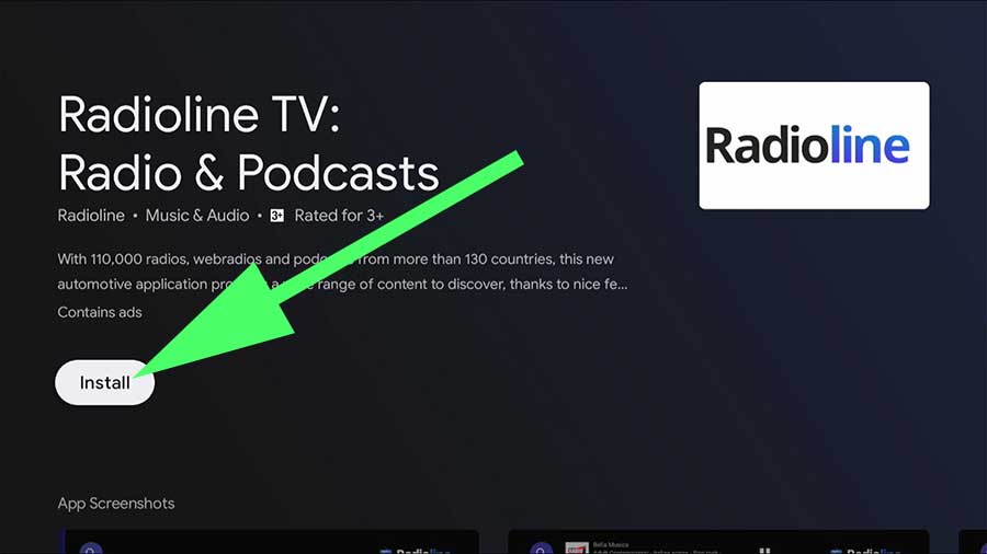 Install Radioline Android TV