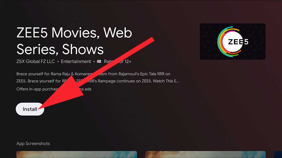 Install ZEE5 Movies app on Android TV