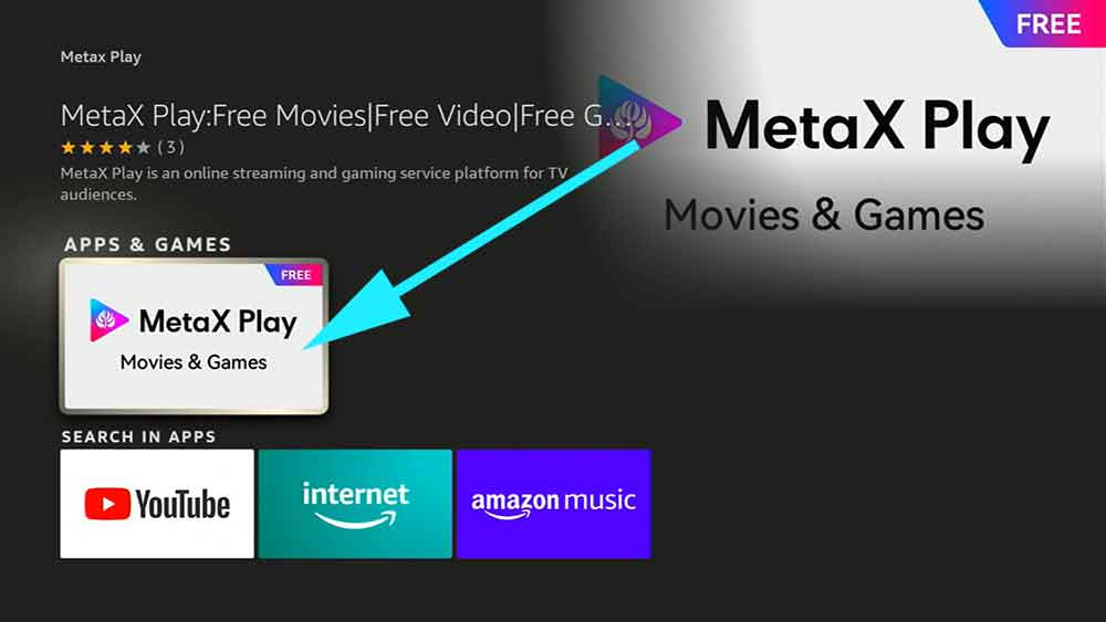 Install Movies and Games streaming app on Fire TV