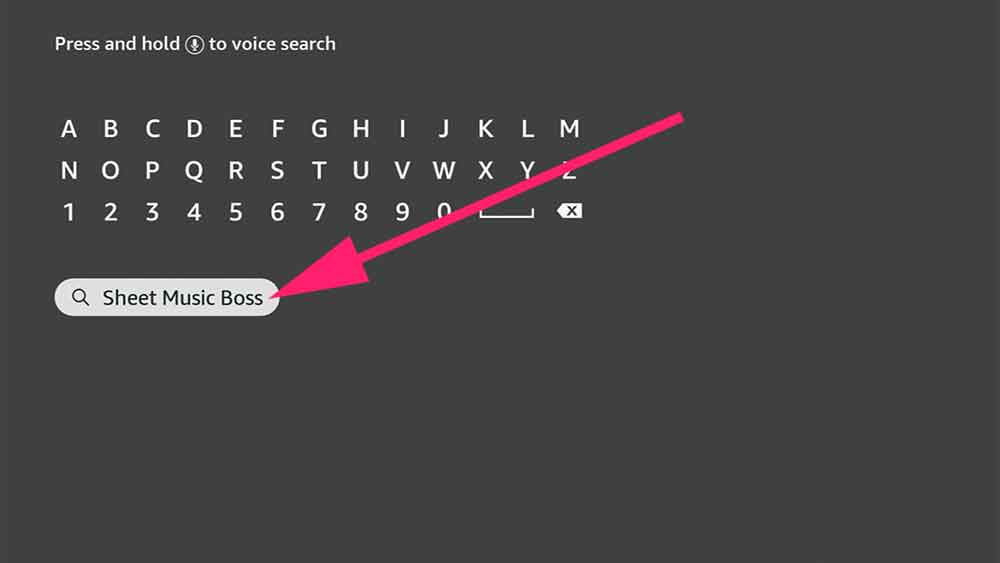 Search sheet music boss on fire TV