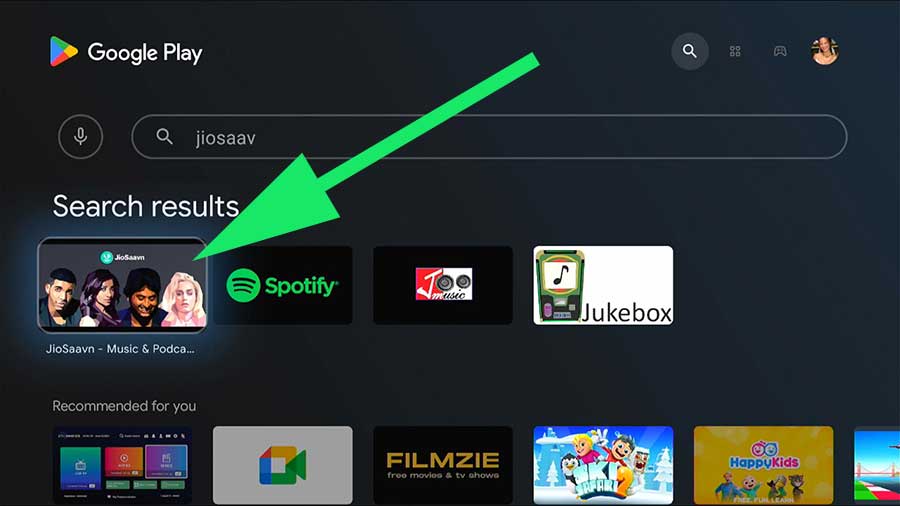 Install JioSaavn Android TV