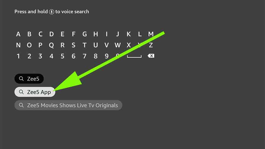 Search Zee5 on Fire TV