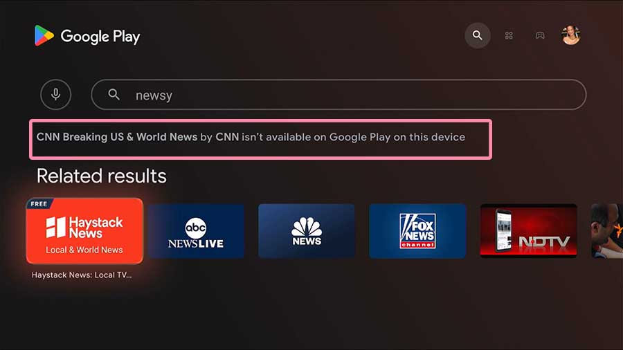 Newsy News app for Android TV