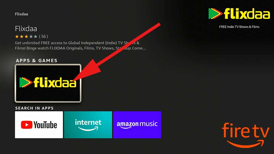 Select Flixdaa App from search results