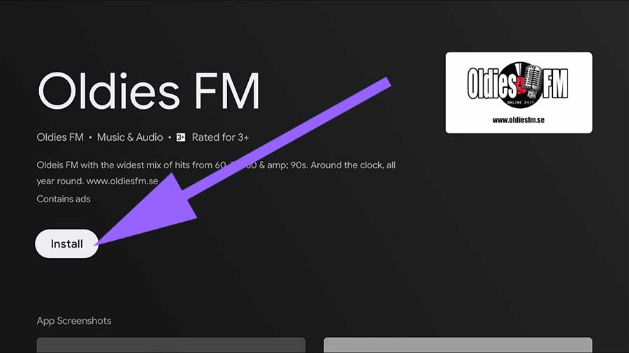 Old hits radio app for Android TV
