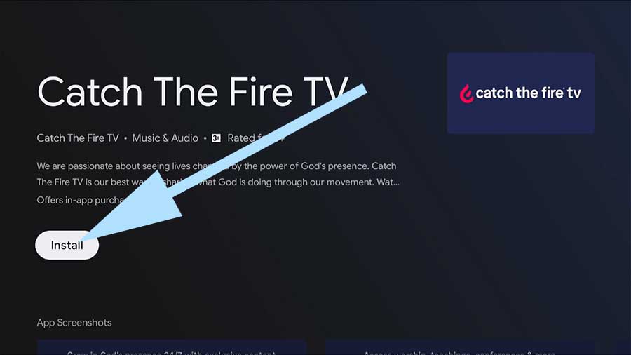 Install Catch the Fire TV on Android TV