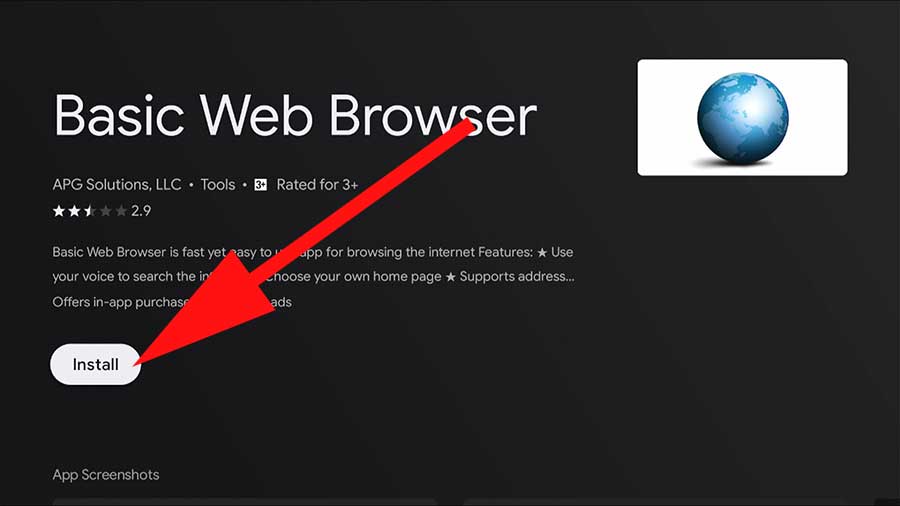 Install Basic Web Browser Android TV