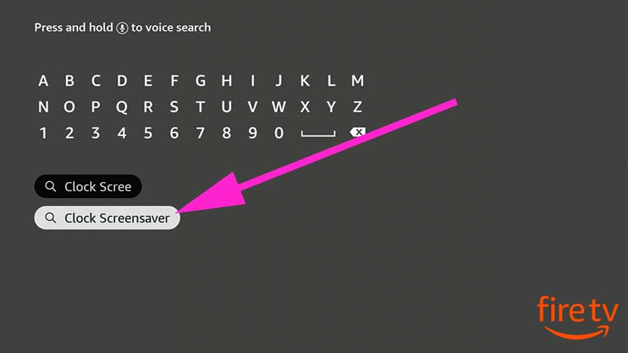 Search clock screensaver Fire TV