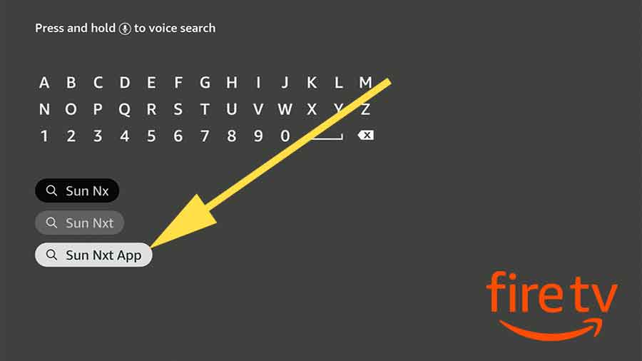 Select sun nxt app on Fire TV