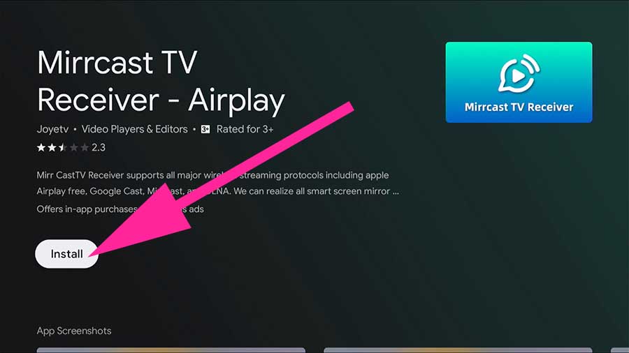 Install Mirrcast TV receiver on Android TV