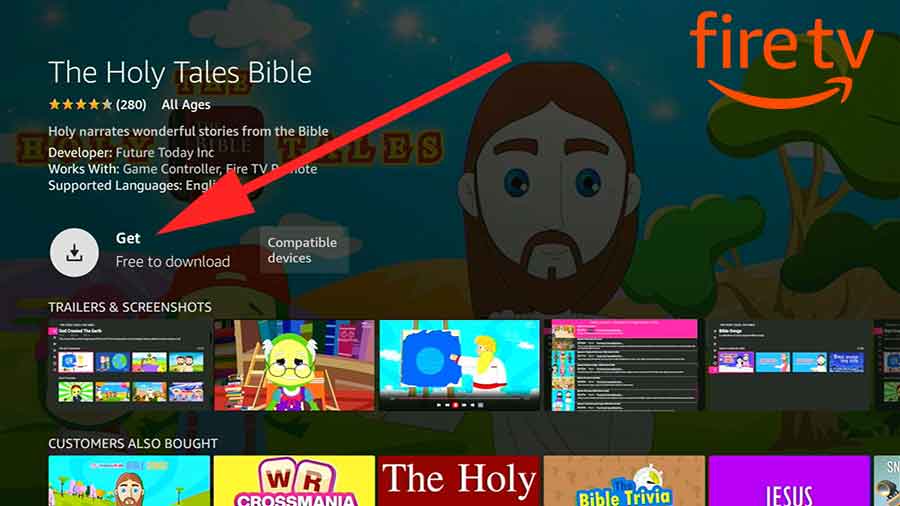 Install Bible stories app on Fire TV
