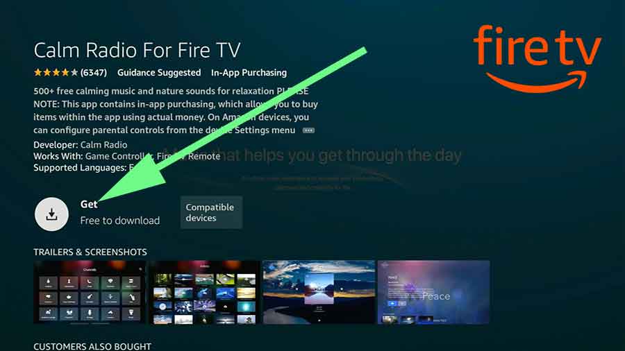 Install sleeping music or calm music app on fire TV