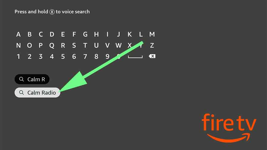 Search calm radio on fire TV