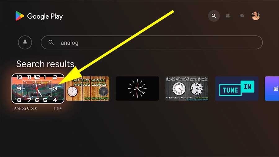 Install Analog Clock face on Android TV