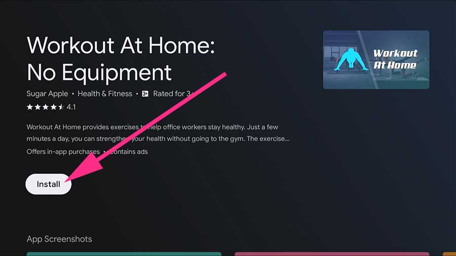 Install Workout At Home on Android TV