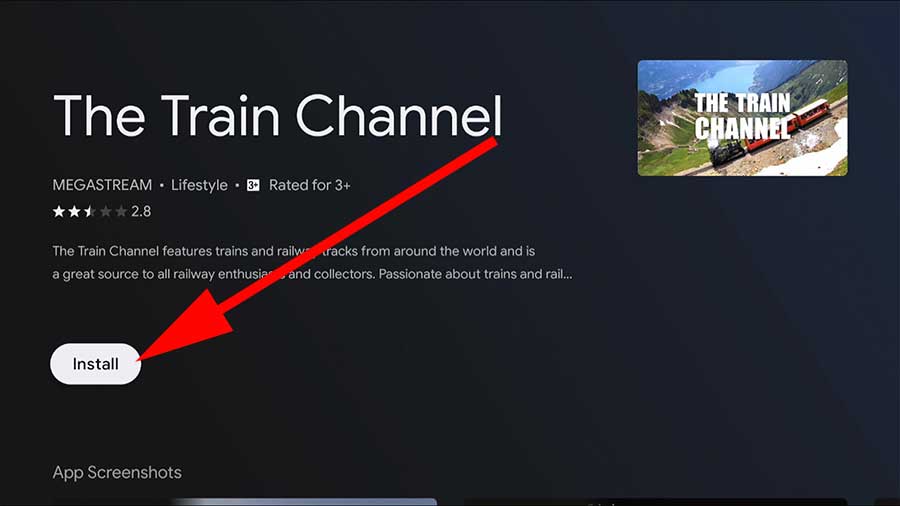 Install Train Channel app on Android TV