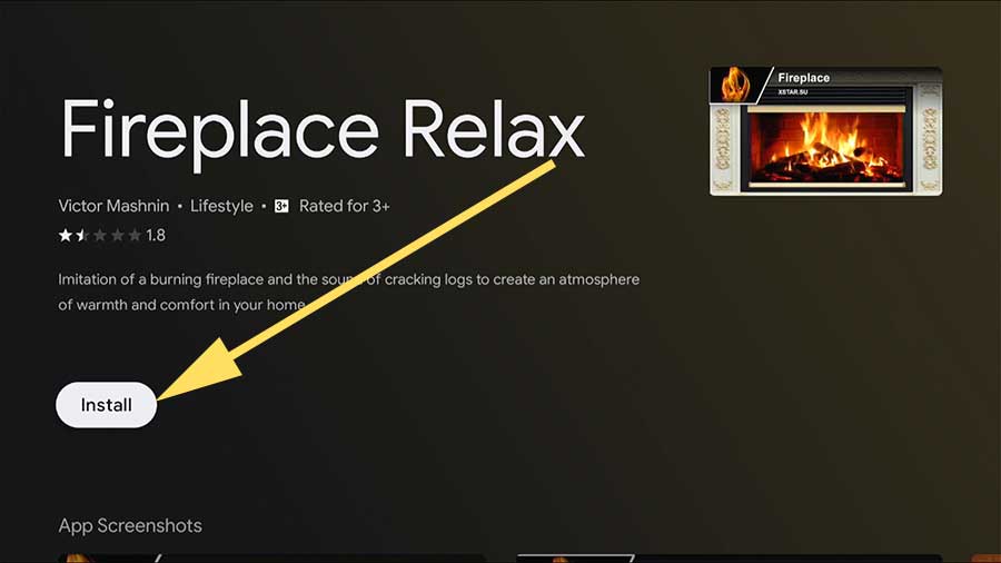 Install Fireplace Relax on Android TV