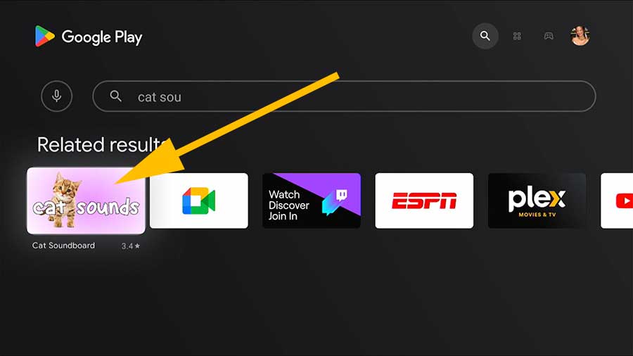 Search cat soundboard on Android TV