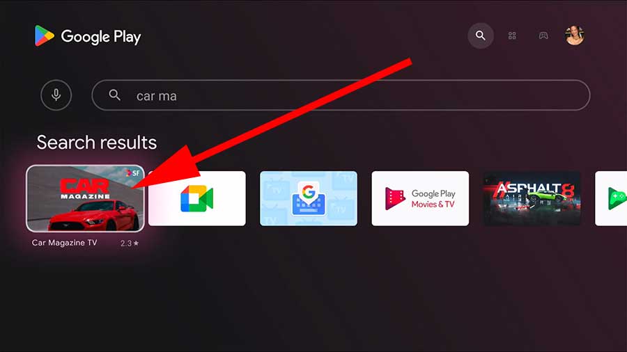 Search car Magazine on Android TV