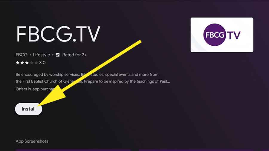 Install FBCG TV app on Android TV